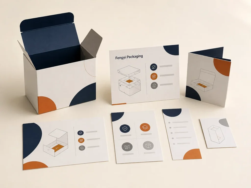 Fengyi Packaging concept mockup of printed product information inserts
