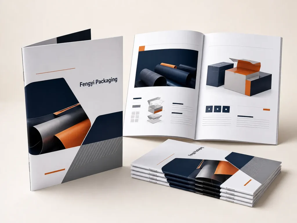 Fengyi Packaging concept mockup of a custom printed product brochure