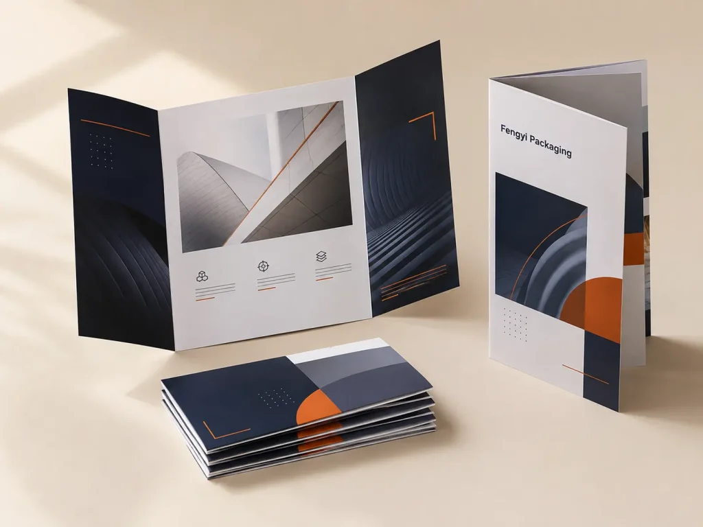Fengyi Packaging concept mockup of custom folded brochures