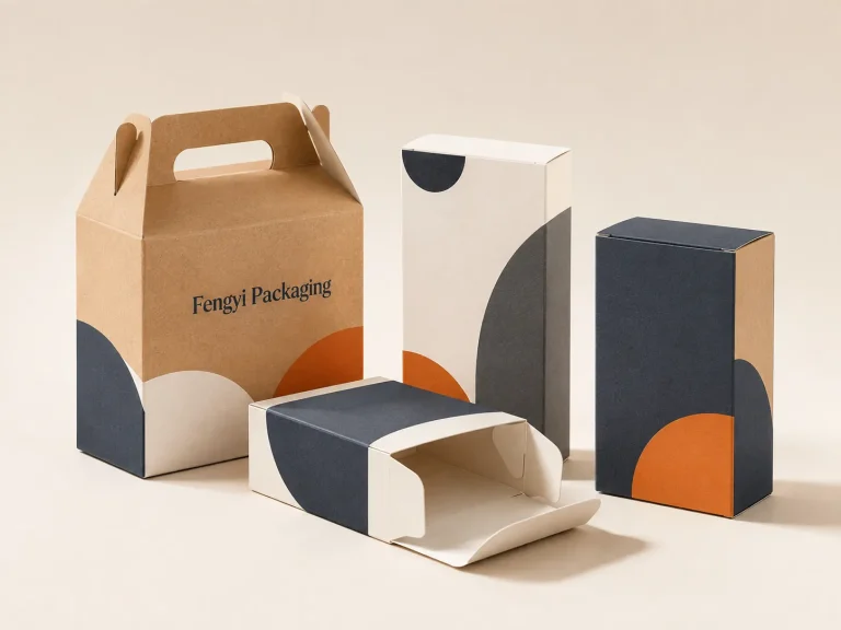 Fengyi Packaging concept mockup of custom paperboard food packaging cartons