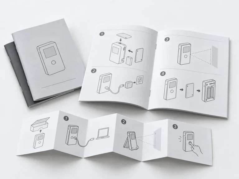 Fengyi Packaging concept photo of custom printed instruction manuals and folded quick-start guide