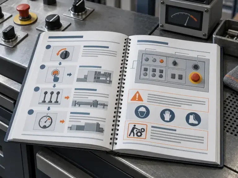 Wire-bound custom operation manual with control and safety diagrams