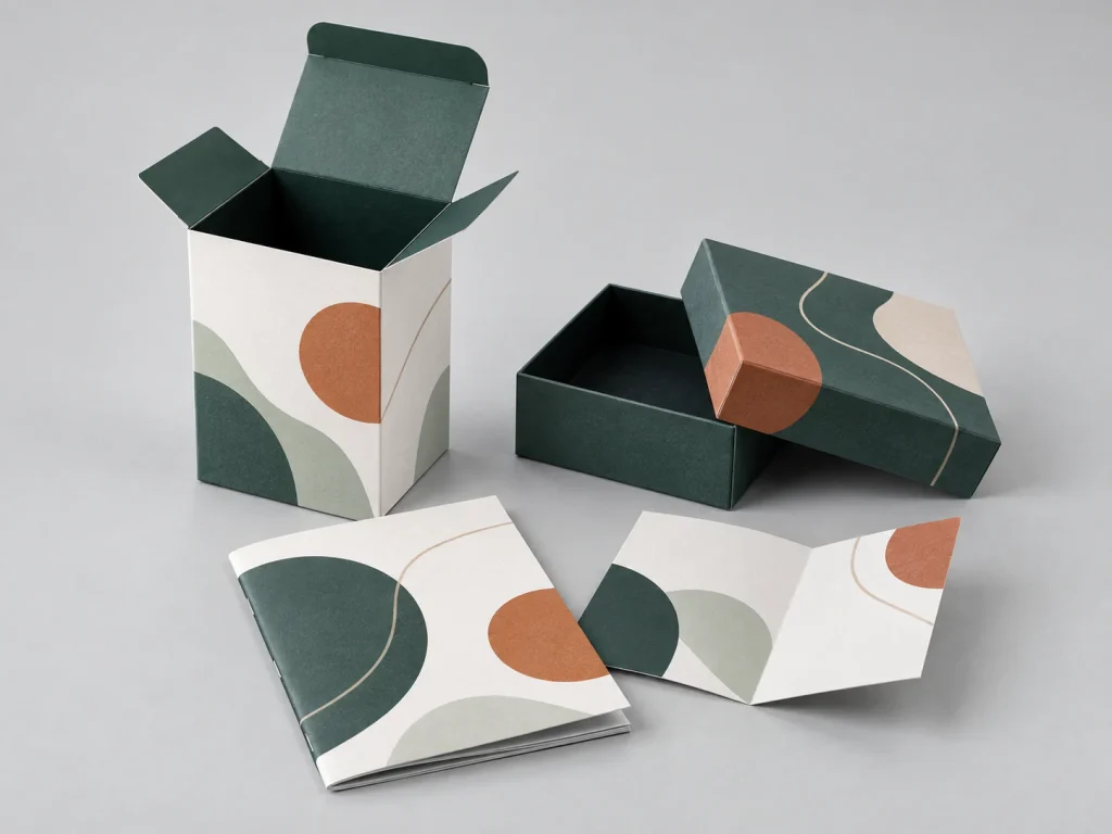 Fengyi Packaging concept photo of custom printed paper packaging, boxes, booklet and folded leaflet
