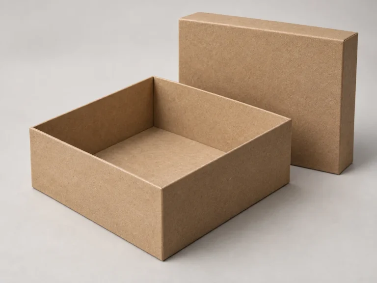 Natural kraft two-piece rigid set-up box with lift-off lid
