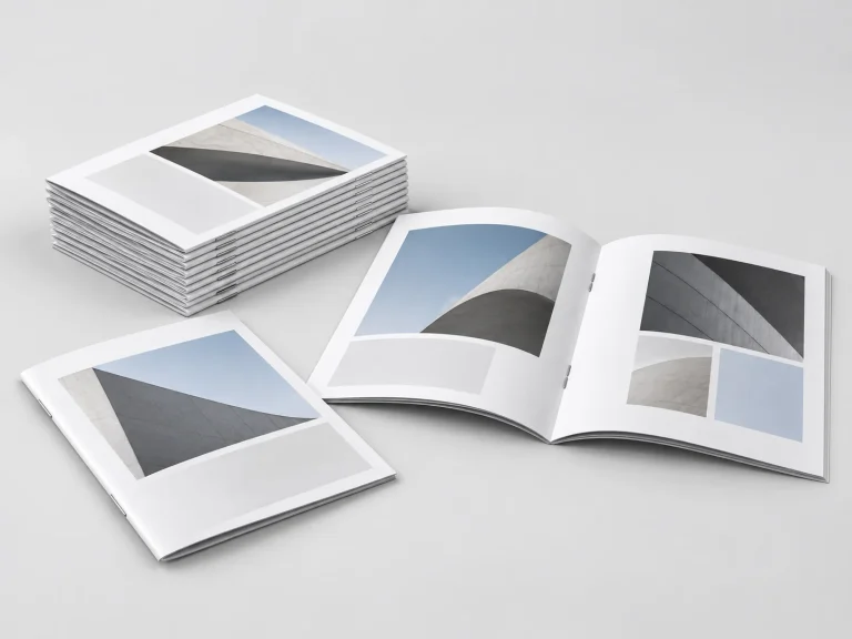 Fengyi Packaging concept photo of custom saddle-stitched booklets with center-fold staples